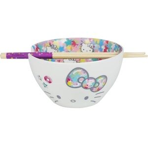 Sanrio Hello Kitty Chopstick Bowl - White and Blue